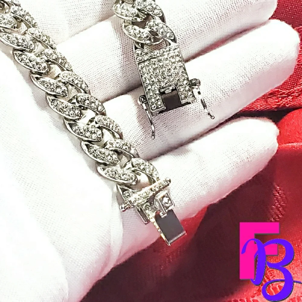 *NEW!* 13mm White Gold Iced Miami Cuban Chain - Picture 5 of 16